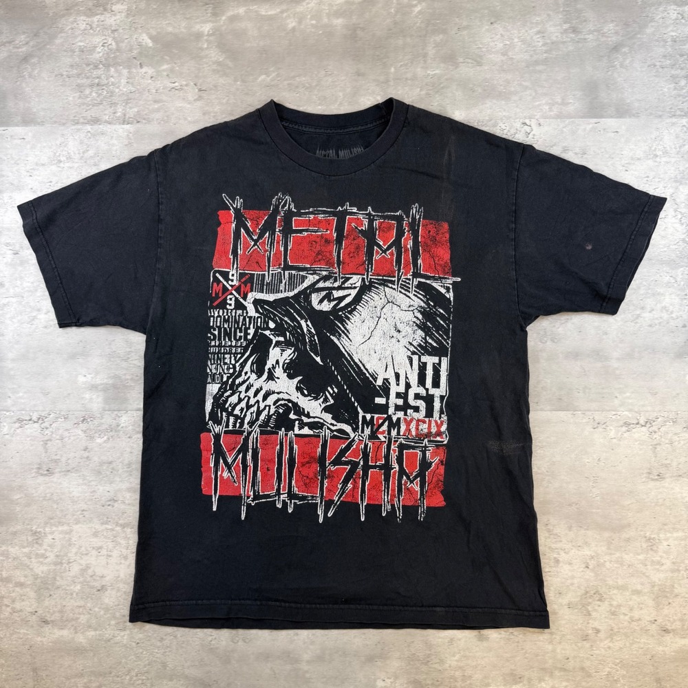 Metal Mulisha Mens Large Black Graphic Tee Skull Motocross Short Sleeve Shirt